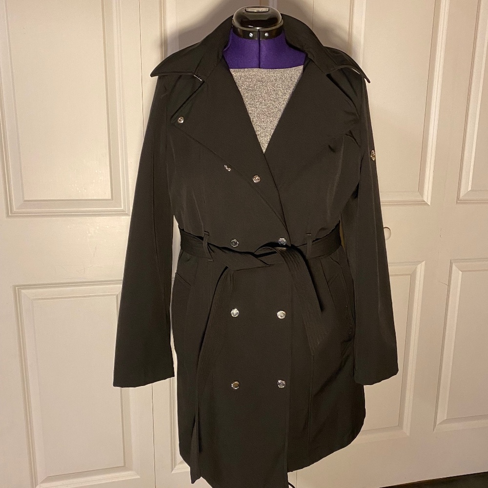 Calvin Klein Black Trench Raincoat L